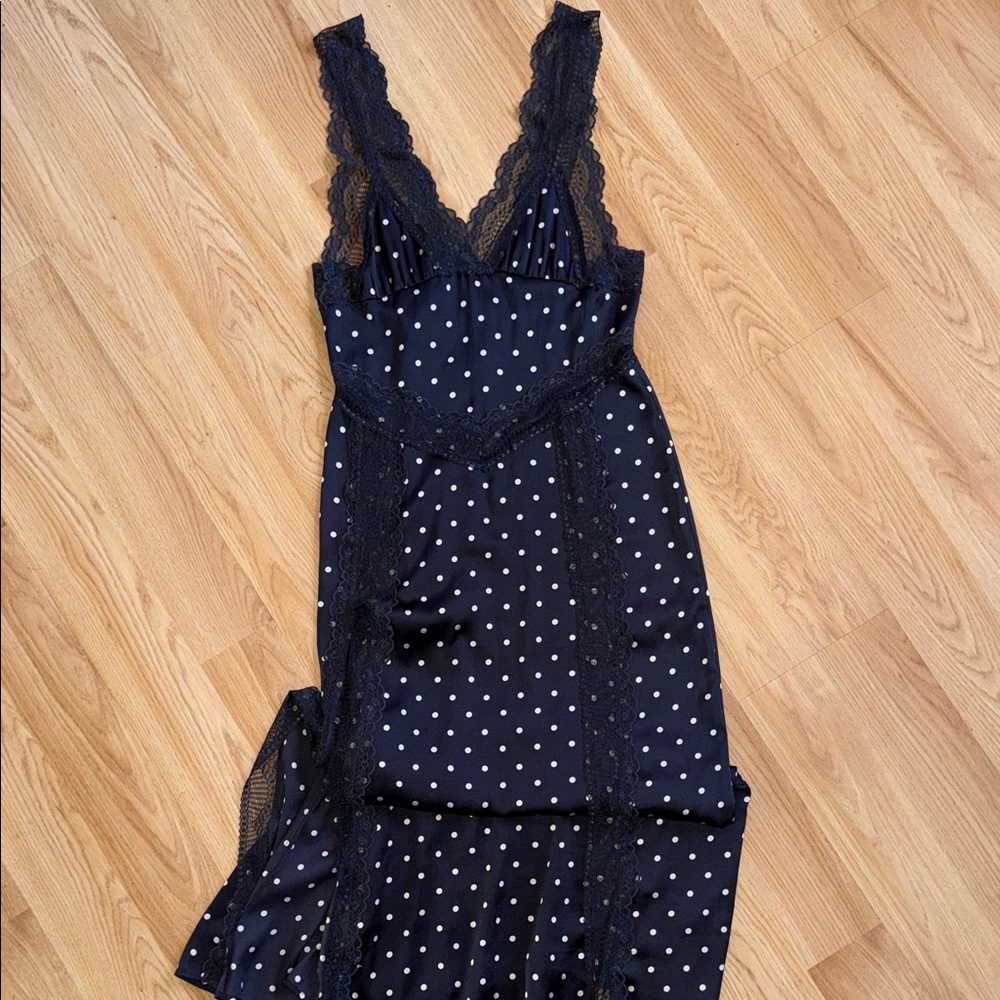 NWT Free People Intimately Polka Dot Lace Slip Dress Bad For You Printed Maxi - Picture 2 of 9